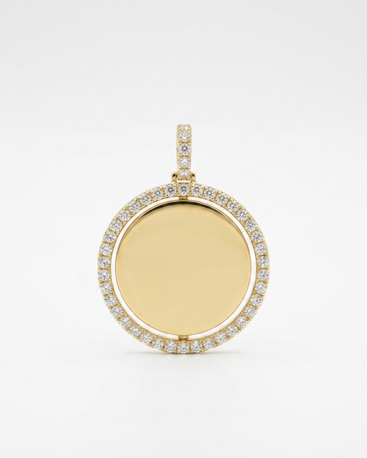 10K two tone Diamond Round Memory Pendant - 1.00 CTW