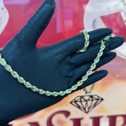 10k Gold 6mm 22Inch Solid Rope Chain Approx 51.3Gram