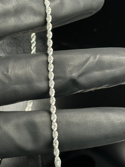2mm 10k solid white gold rope chain