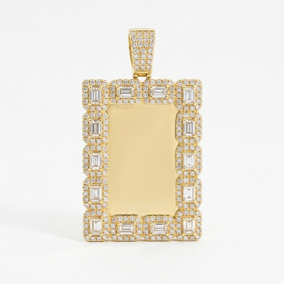 10K Gold 2.59Ctw Diamond Sq Bag Memory Charm Pendant
