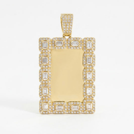 10K Gold 2.59Ctw Diamond Sq Bag Memory Charm Pendant