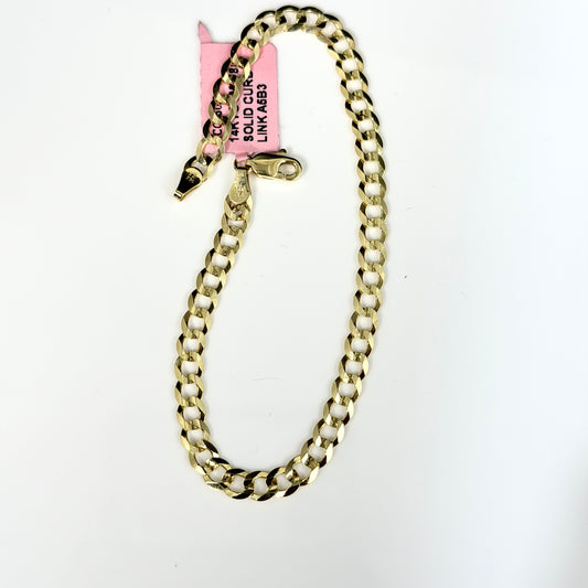 14K Gold 5mm Approx. 8-Inch Solid Curb Link Bracelet