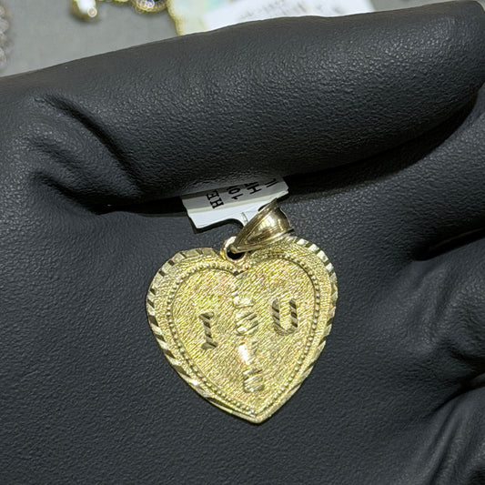 10K Gold Approx. 1-Inch Heart Iloveyou