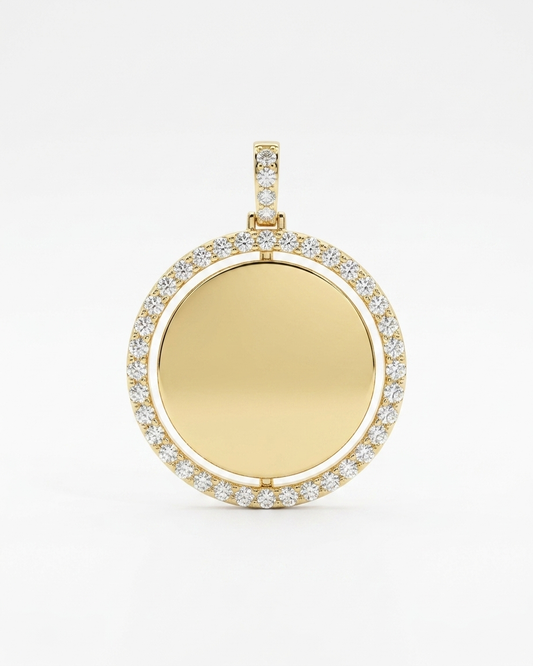 10K two tone Diamond Round Memory Pendant - 1.00 CTW