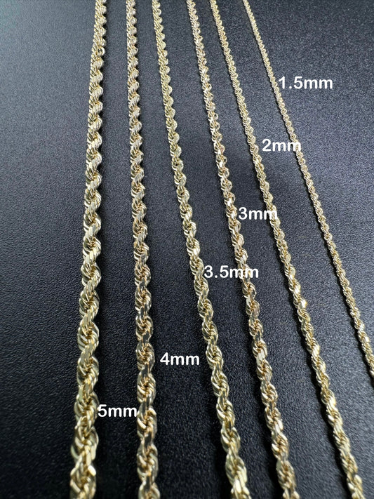 2mm solid rope chain - 10k