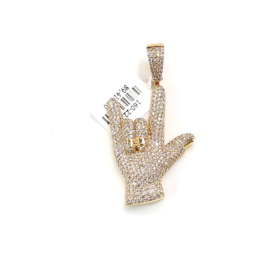 10K Gold 3.39Ctw Diamond Hiphop Yo Hand Pendant