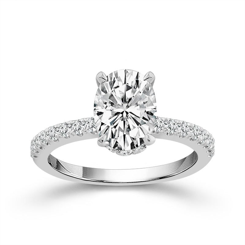 14K White Gold Lab-Grown 1.88 ctw Oval Diamond Ring