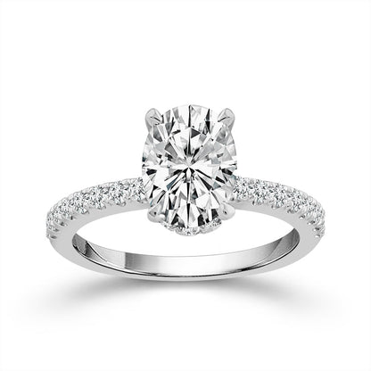 14K White Gold Lab-Grown 1.88 ctw Oval Diamond Ring