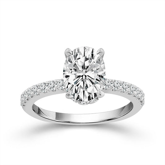 14K White Gold Lab-Grown 1.88 ctw Oval Diamond Ring