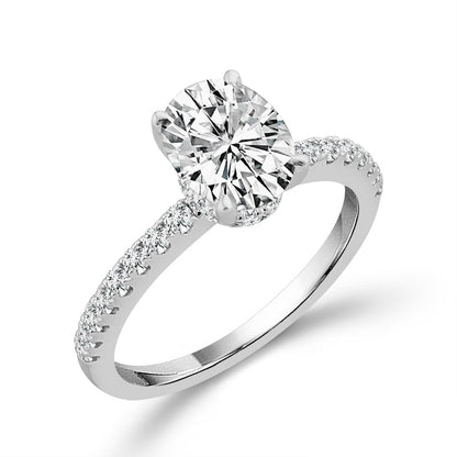 14K White Gold Lab-Grown 1.88 ctw Oval Diamond Ring
