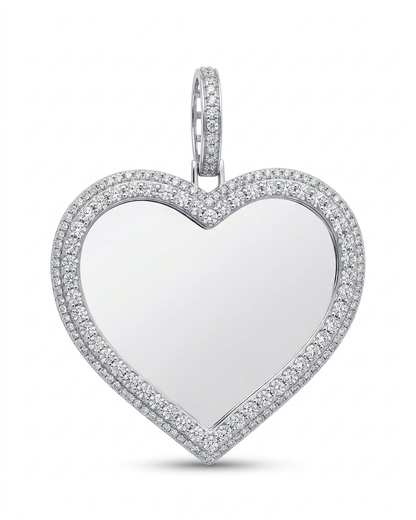 10K White Gold 1.55Ctw Diamond Heart Memory Charm