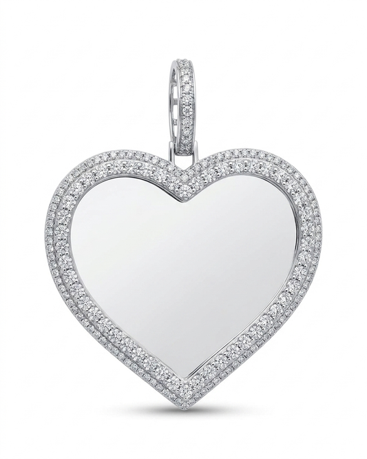 10K White Gold 1.55Ctw Diamond Heart Memory Charm