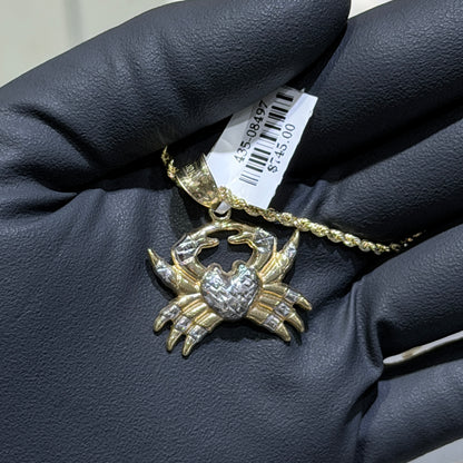 10K Gold Approx. 1-Inch Crab Pendant