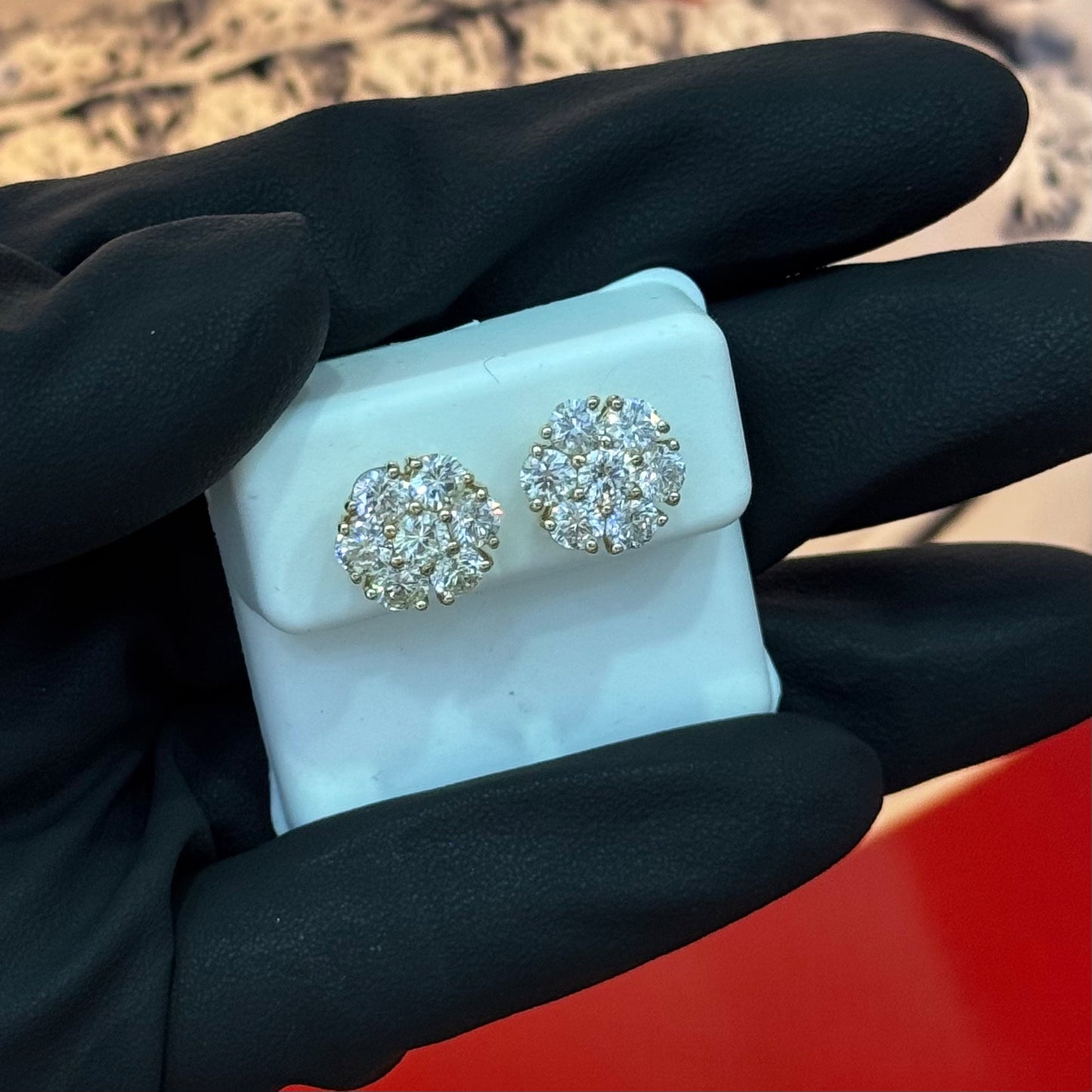 14K Gol 2.85Ctw Diamond Flower Earring