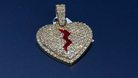 10KYG DIAMOND BROKEN HEART PENDANT