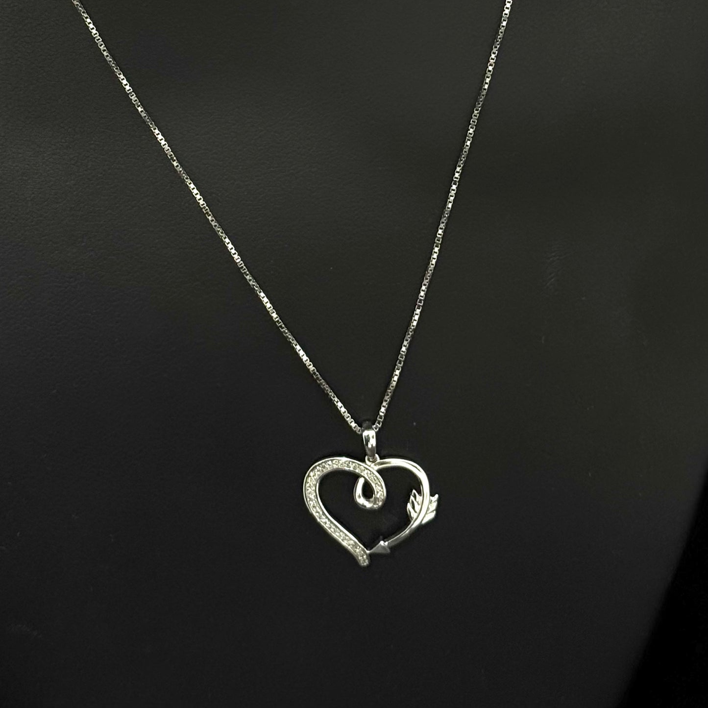 925 Silver 0.10Ctw Dia Heart Pendant