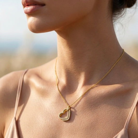 10K Gold 0.16Ctw Diamond Heart Pendant With Chain