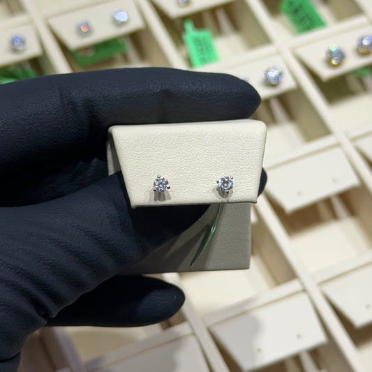 14K White Gold 0.25Ctw lab Diamond Martini Stud Prog
