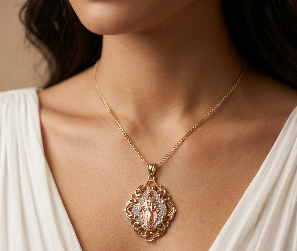 14Ktt 0.25Ctw Diamond Religious Pendant