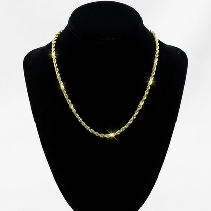 10K Gold 4mm 18-Inch Solid D/C Rope