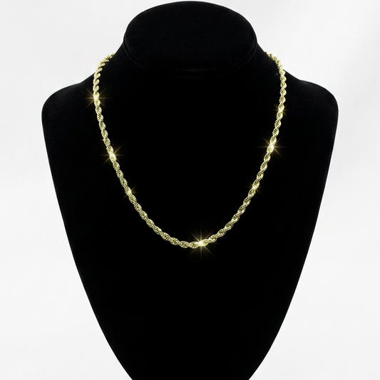 10K Gold 4mm 18-Inch Solid D/C Rope