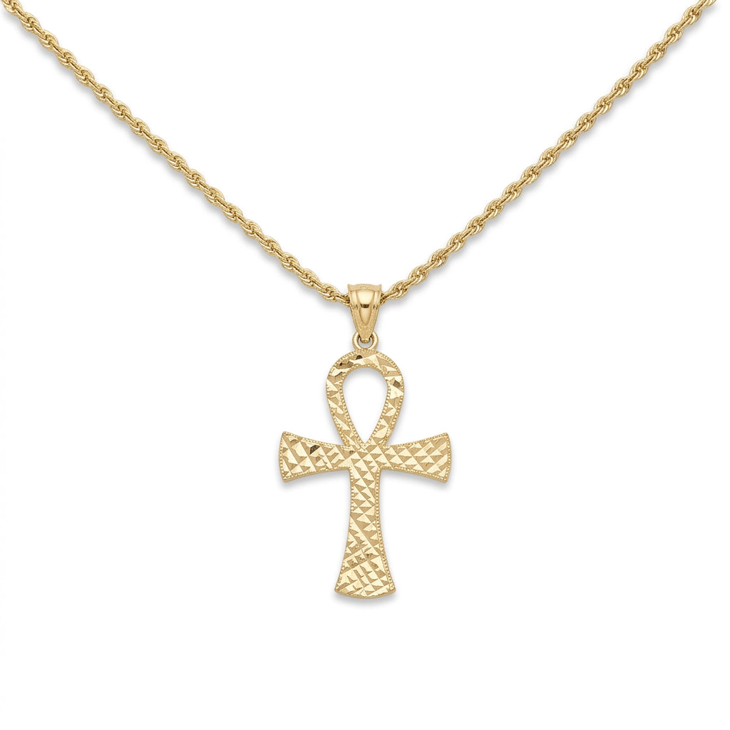 10K Gold Approx. 1-Inch D/C Ankh