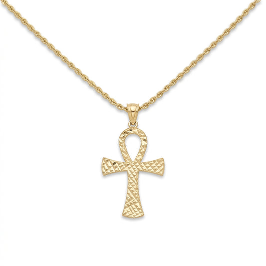 10K Gold Approx. 1-Inch D/C Ankh