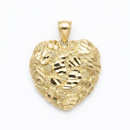 10K Gold Approx. 1-Inch Nugget Heart Pendant