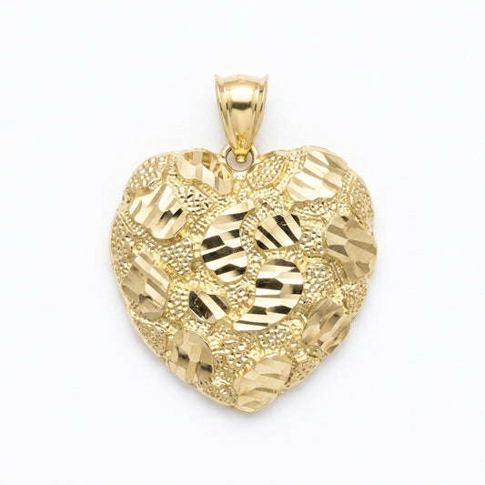 10K Gold Approx. 1-Inch Nugget Heart Pendant