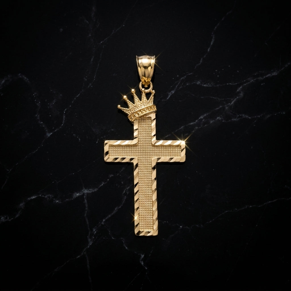 10K Yellow Gold Approx 1.5Inch Crown Cross