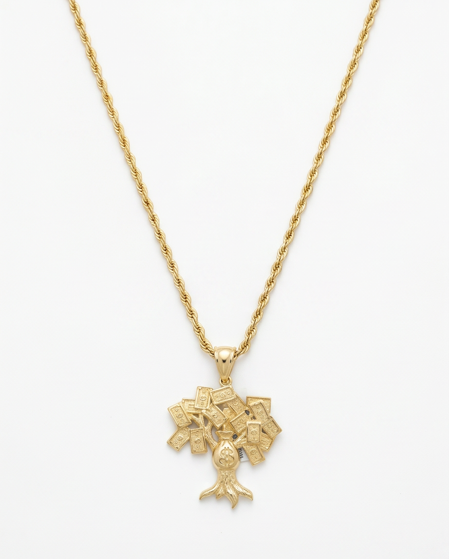10K Yellow Gold Approx 1.5Inch Moneytree Pendant