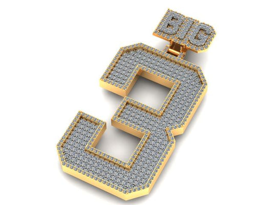 "3" with BIG on Bail Custom Pendant