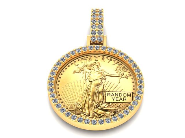 Diamond Lady Liberty Pure Gold Coin Pendant