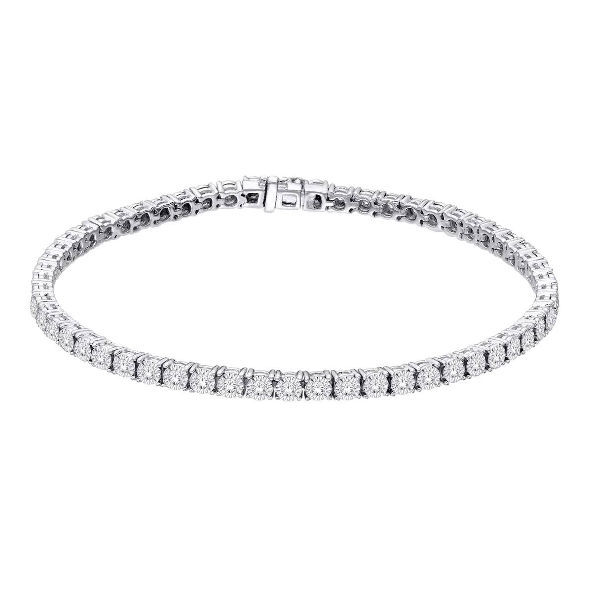 0.25 CTW ROUND DIAMOND BRACELET SILVER 925