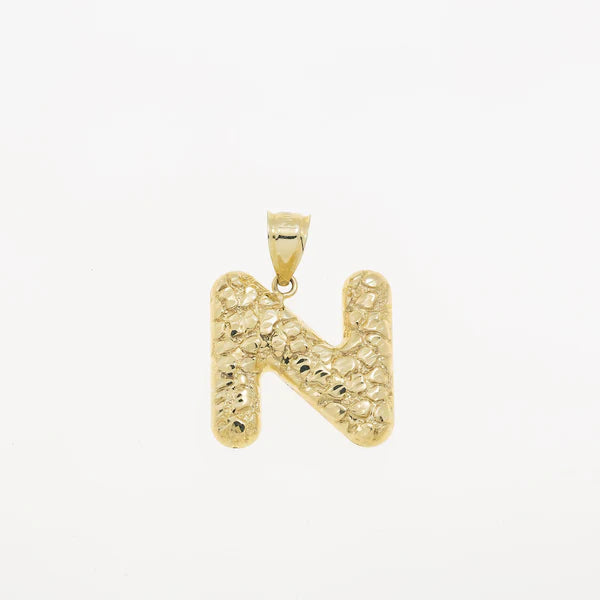 10K GOLD UNISEX NUGGET INITIAL PENDANTS  A to Z