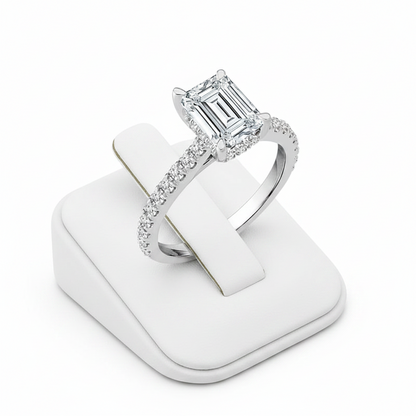 14K White Gold Lab-Grown 2.5 ctw Emerald Diamond Ring