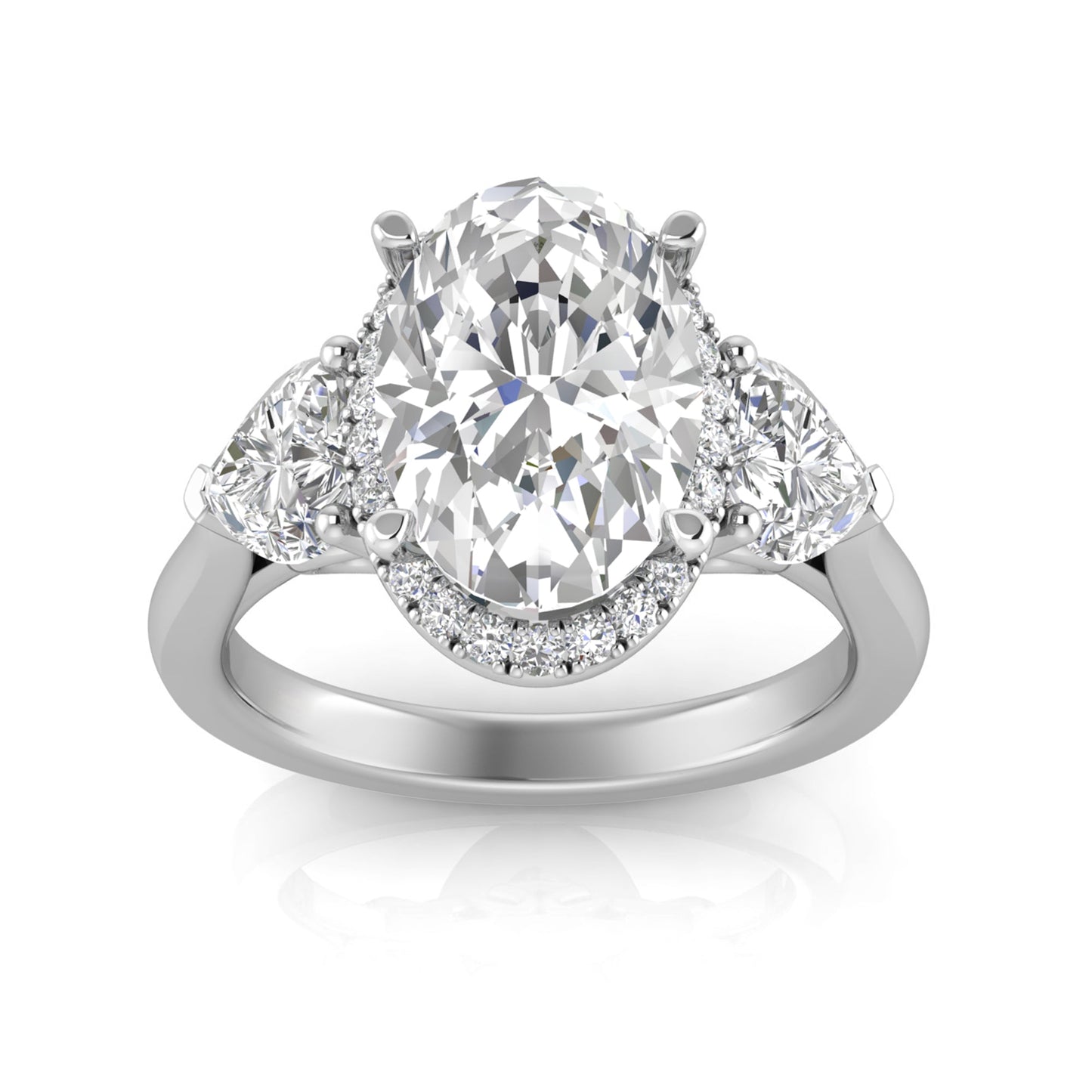 14K White Gold Lab-Grown Diamond Oval 3.75 ctw Engagement Ring
