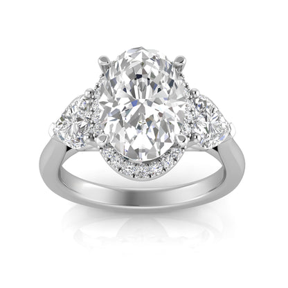 14K White Gold Lab-Grown Diamond Oval 3.75 ctw Engagement Ring