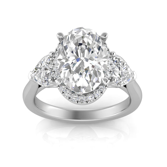 14K White Gold Lab-Grown Diamond Oval 3.75 ctw Engagement Ring