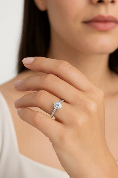 14K White Gold Lab-Grown 1.375 ctw  Round Diamond Ring