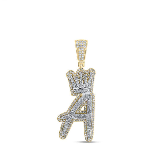 10KYG 0.8-1.00CTW DIA CROWN INITIAL PENDANT