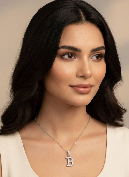 10K Yellow Gold Initial B Pendant 0.20CTW Diamond