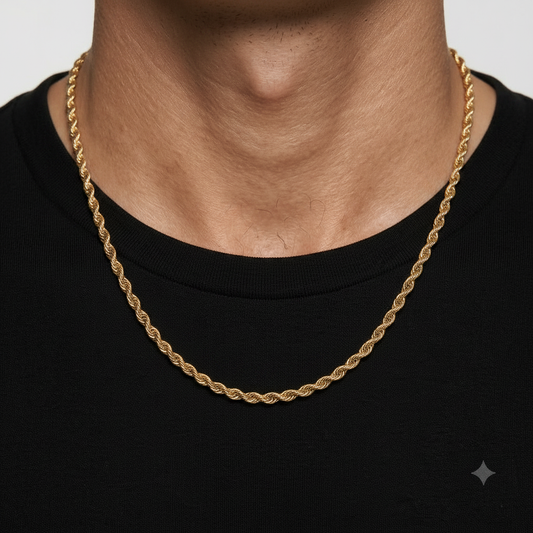 Men's 4mm 20" Gold Rope Chain - No Face Product Image