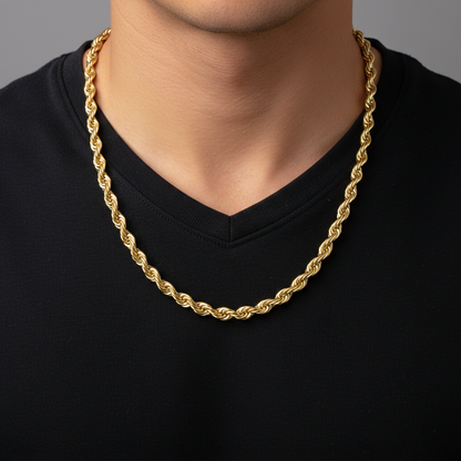Men's 8mm 24" Gold Rope Chain - No Face Product Image