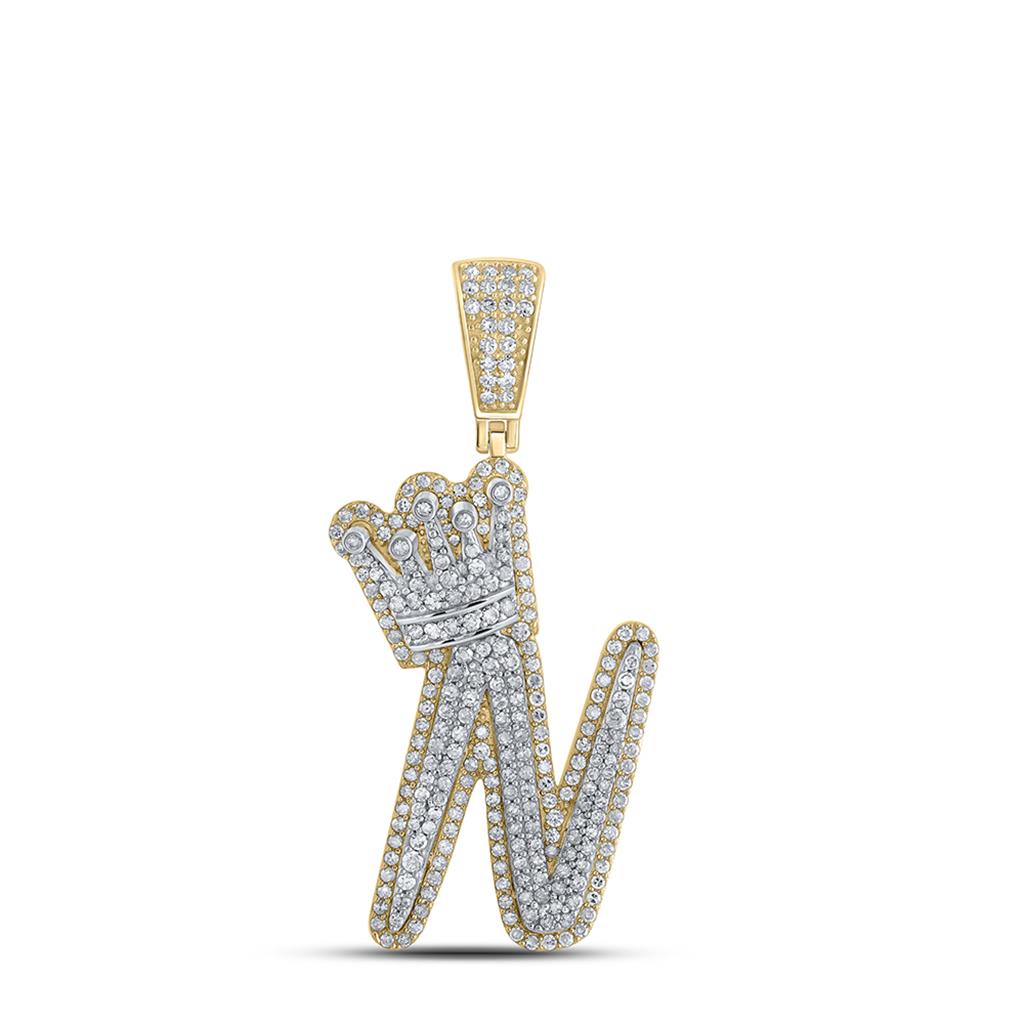 10KYG 0.8-1.00CTW DIA CROWN INITIAL PENDANT