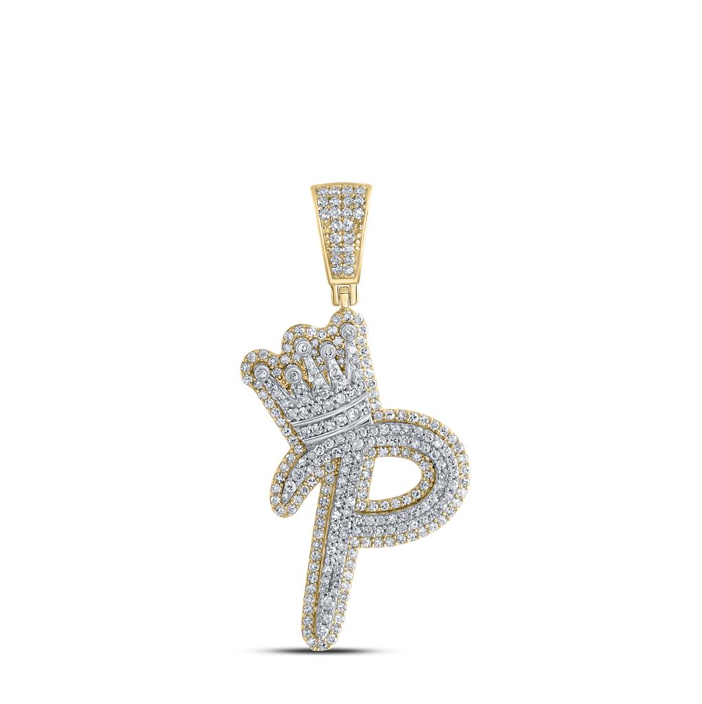 10KYG 0.8-1.00CTW DIA CROWN INITIAL PENDANT