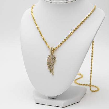 10 Gold Approx. 1.5Inch  Cubic Zirconia (CZ) Wings Pendant