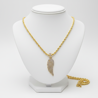10 Gold Approx. 1.5Inch  Cubic Zirconia (CZ) Wings Pendant
