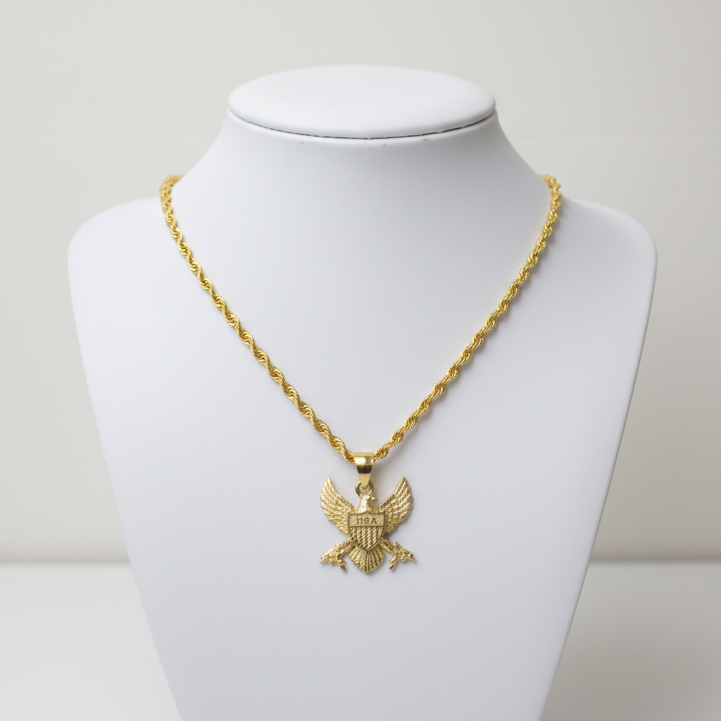 10K Gold Approx. 1.5Inch Military Eagle  Pendant Approx. 5.7Grams