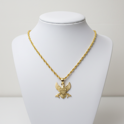 10K Gold Approx. 1.5Inch Military Eagle  Pendant Approx. 5.7Grams